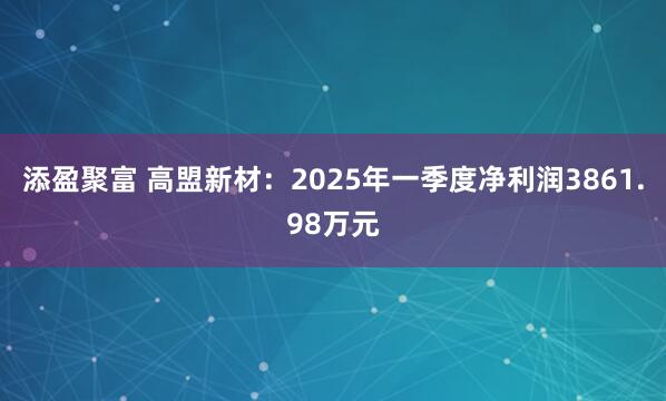 添盈聚富 高盟新材：2025年一季度净利润3861.98万元